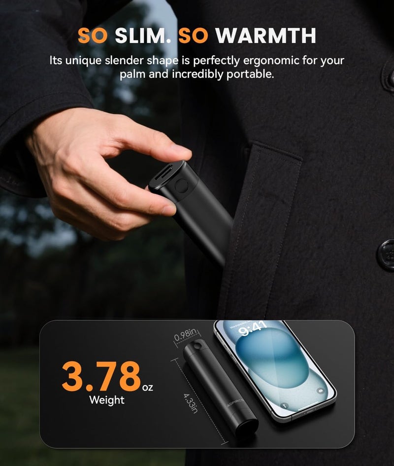 Aopircs Rechargeable Hand Warmers - 2 Pack Electric Pocket Warmer, 360° Heating, 2X 5000mAh 18Hrs Long Last, 3 Settings - Camping Essentials, Hunting Gear, Christmas Stocking Stuffers, Gifts for Men, Women - Image 3